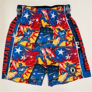 Flow Society Lacrosse Shorts Boys XL Captain Lax America Superhero Comics Marvel